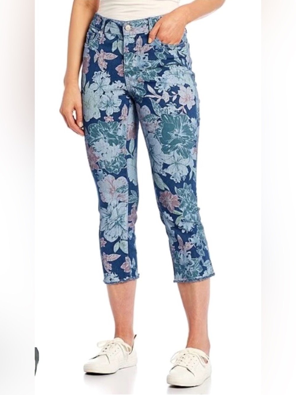 Vintage America Floral Boho Capri Crop Jeans